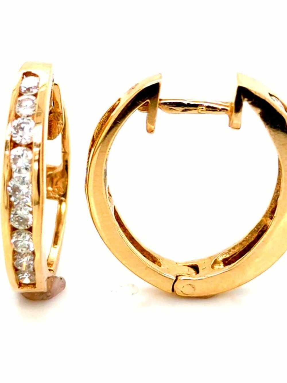 14K Yellow Gold Diamond Hoop Earrings 0.45 ctw